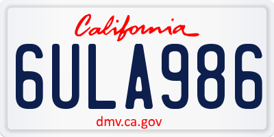 CA license plate 6ULA986