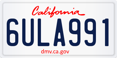 CA license plate 6ULA991
