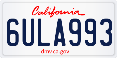 CA license plate 6ULA993