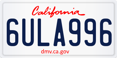 CA license plate 6ULA996