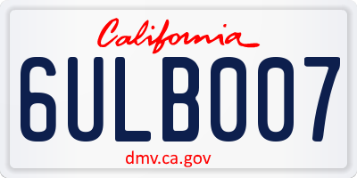 CA license plate 6ULB007