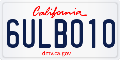 CA license plate 6ULB010