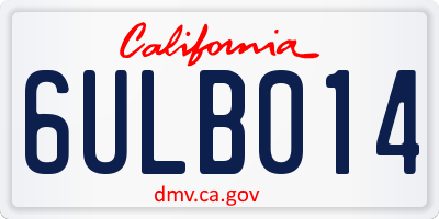 CA license plate 6ULB014
