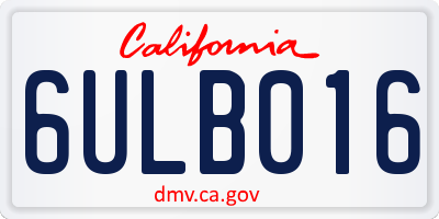 CA license plate 6ULB016
