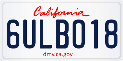 CA license plate 6ULB018
