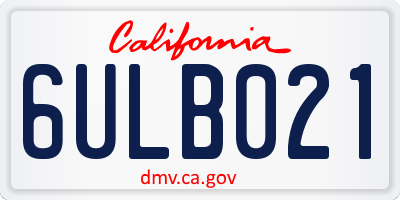 CA license plate 6ULB021