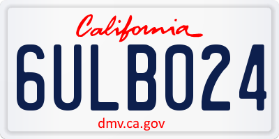 CA license plate 6ULB024