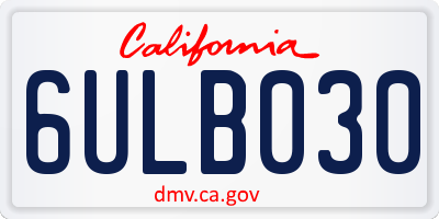 CA license plate 6ULB030