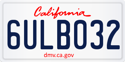 CA license plate 6ULB032