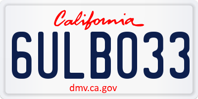 CA license plate 6ULB033