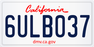 CA license plate 6ULB037