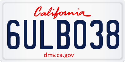 CA license plate 6ULB038