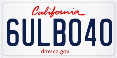 CA license plate 6ULB040