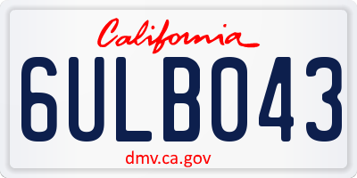 CA license plate 6ULB043