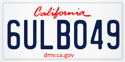 CA license plate 6ULB049