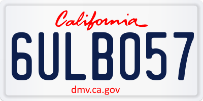 CA license plate 6ULB057