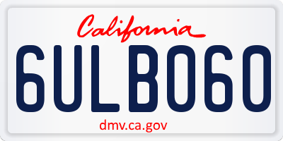 CA license plate 6ULB060