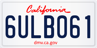 CA license plate 6ULB061