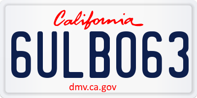 CA license plate 6ULB063