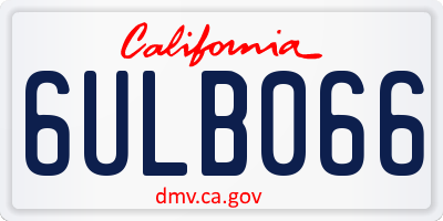 CA license plate 6ULB066