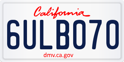 CA license plate 6ULB070