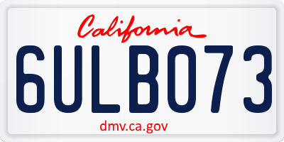 CA license plate 6ULB073