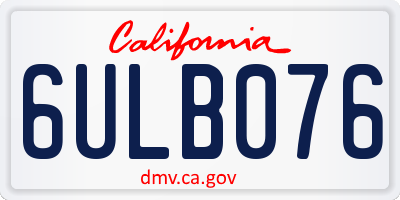CA license plate 6ULB076