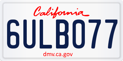 CA license plate 6ULB077