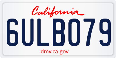 CA license plate 6ULB079