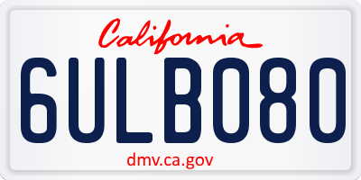 CA license plate 6ULB080