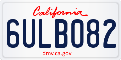 CA license plate 6ULB082
