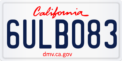 CA license plate 6ULB083