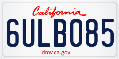 CA license plate 6ULB085