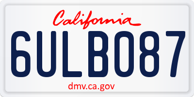 CA license plate 6ULB087