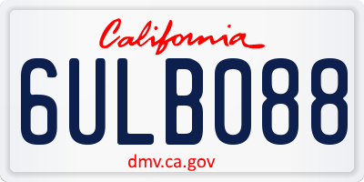 CA license plate 6ULB088