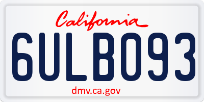 CA license plate 6ULB093