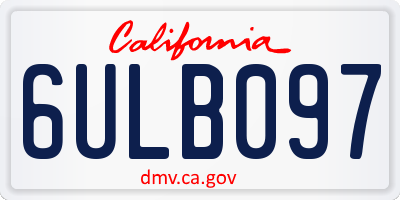 CA license plate 6ULB097