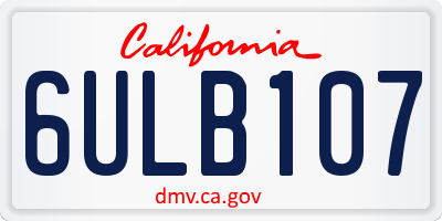 CA license plate 6ULB107