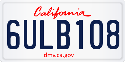 CA license plate 6ULB108