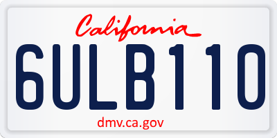 CA license plate 6ULB110