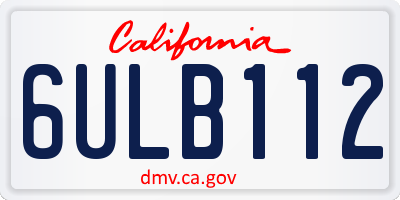 CA license plate 6ULB112