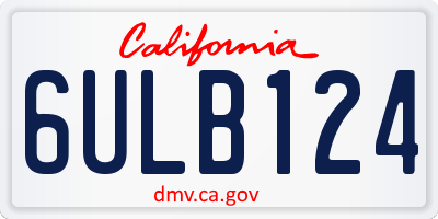 CA license plate 6ULB124