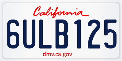 CA license plate 6ULB125
