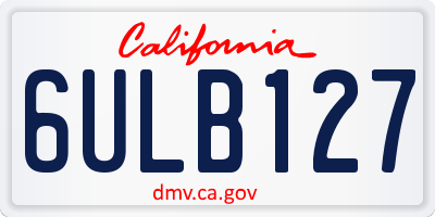 CA license plate 6ULB127