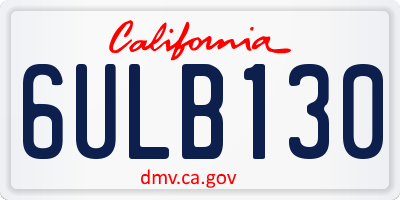 CA license plate 6ULB130