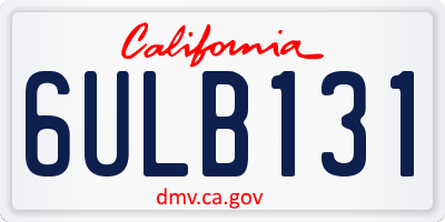 CA license plate 6ULB131