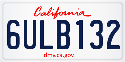 CA license plate 6ULB132
