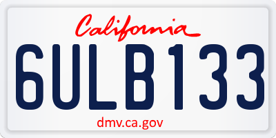 CA license plate 6ULB133