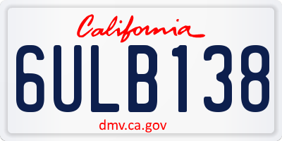 CA license plate 6ULB138
