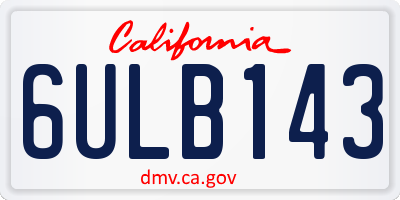 CA license plate 6ULB143